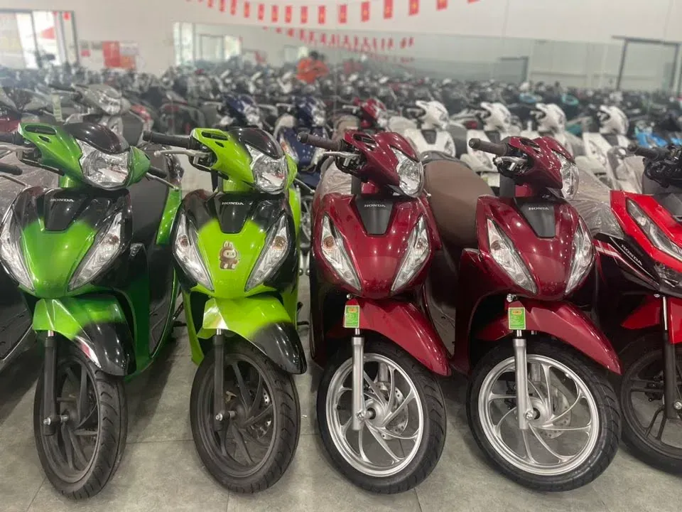 Dàn Honda Vision xanh lá đỏ tại showroom Luân Thành Công Thuận An
