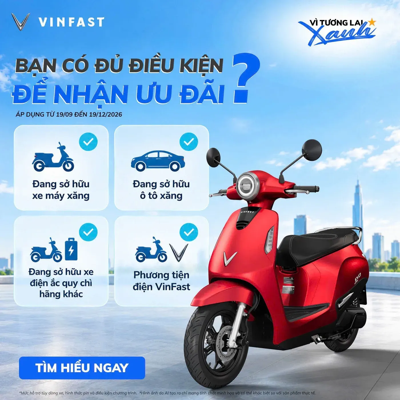 Banner điều kiện nhận ưu đãi VinFast Vì tương lai xanh lần 2 tại Luân Thành Công Thuận An