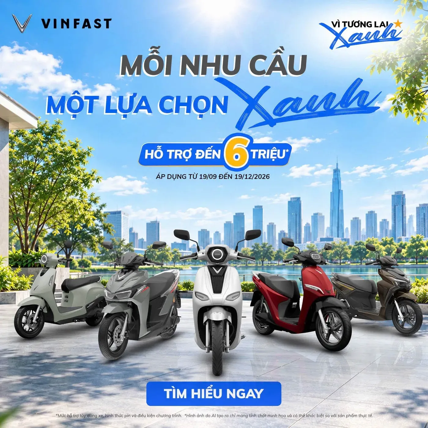 Banner VinFast Vì tương lai xanh lần 2 hỗ trợ đến 6 triệu tại Luân Thành Công Bình Dương