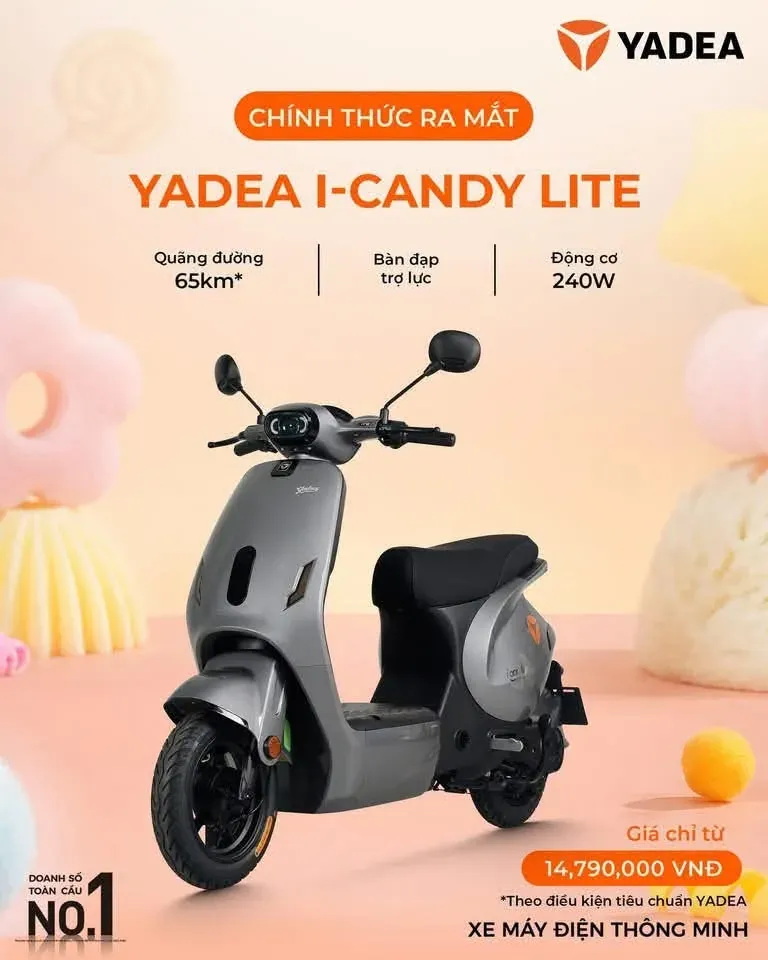 Thông số Yadea iCandy Lite 240W giá 14.790.000đ tại Luân Thành Công Bình Dương