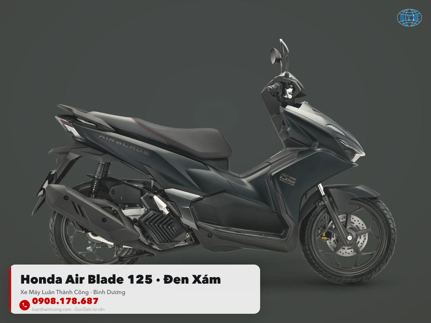 Honda Air Blade 125 đen xám toàn thân tại Luân Thành Công Bình Dương