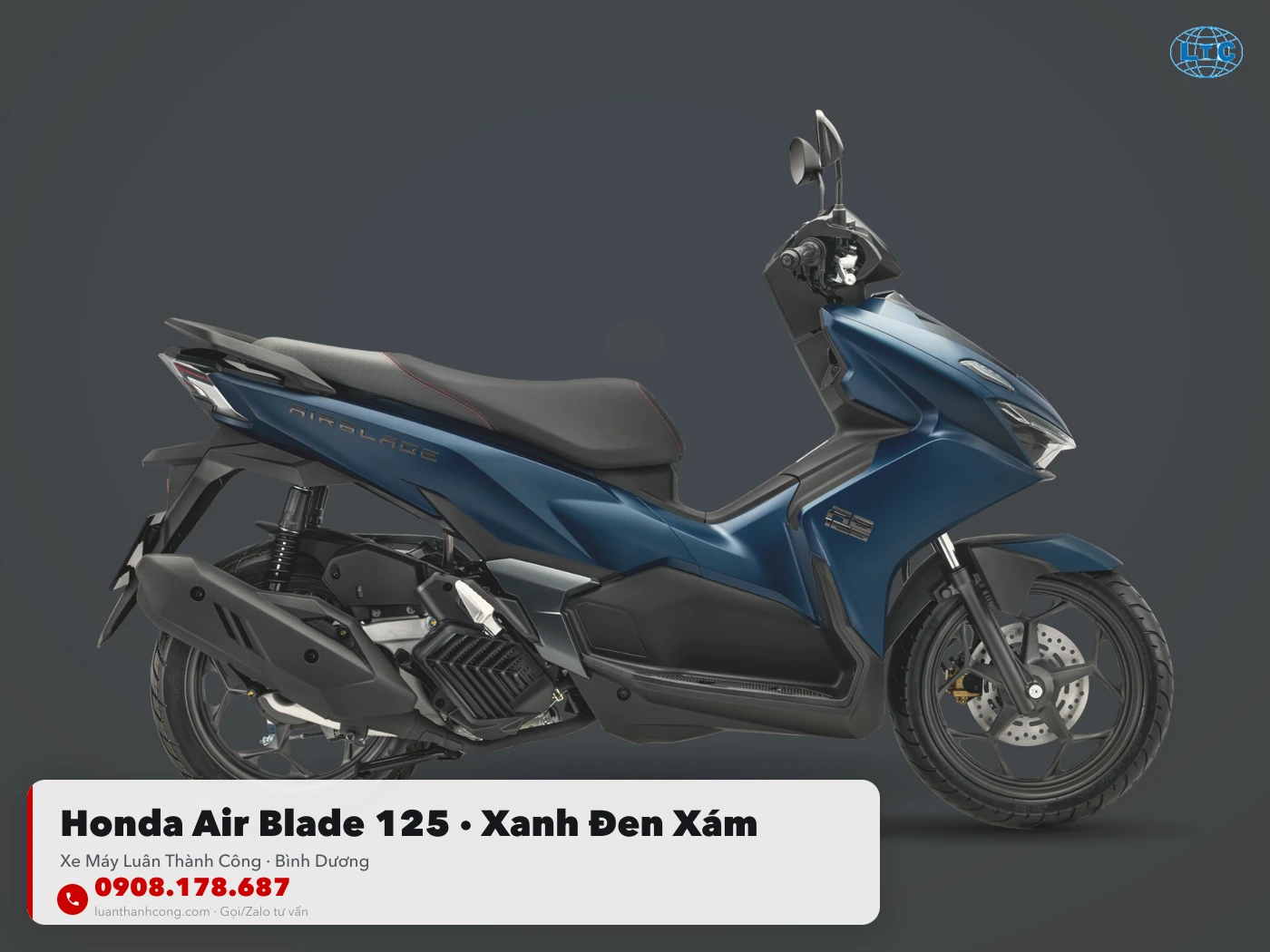 Honda Air Blade 125 xanh – đen – xám toàn thân tại Luân Thành Công Bình Dương