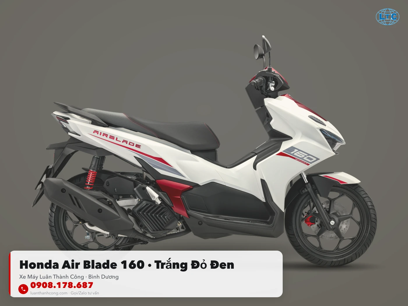 Honda Air Blade 160 trắng đỏ đen tại showroom Luân Thành Công Thuận An