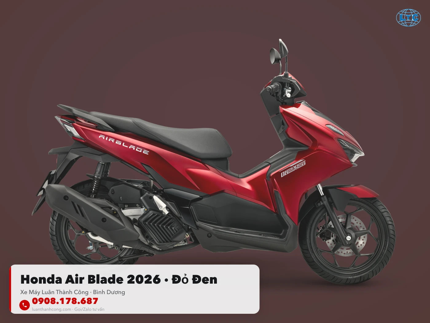 Honda Air Blade 2026 đỏ – đen toàn thân tại Luân Thành Công Bình Dương