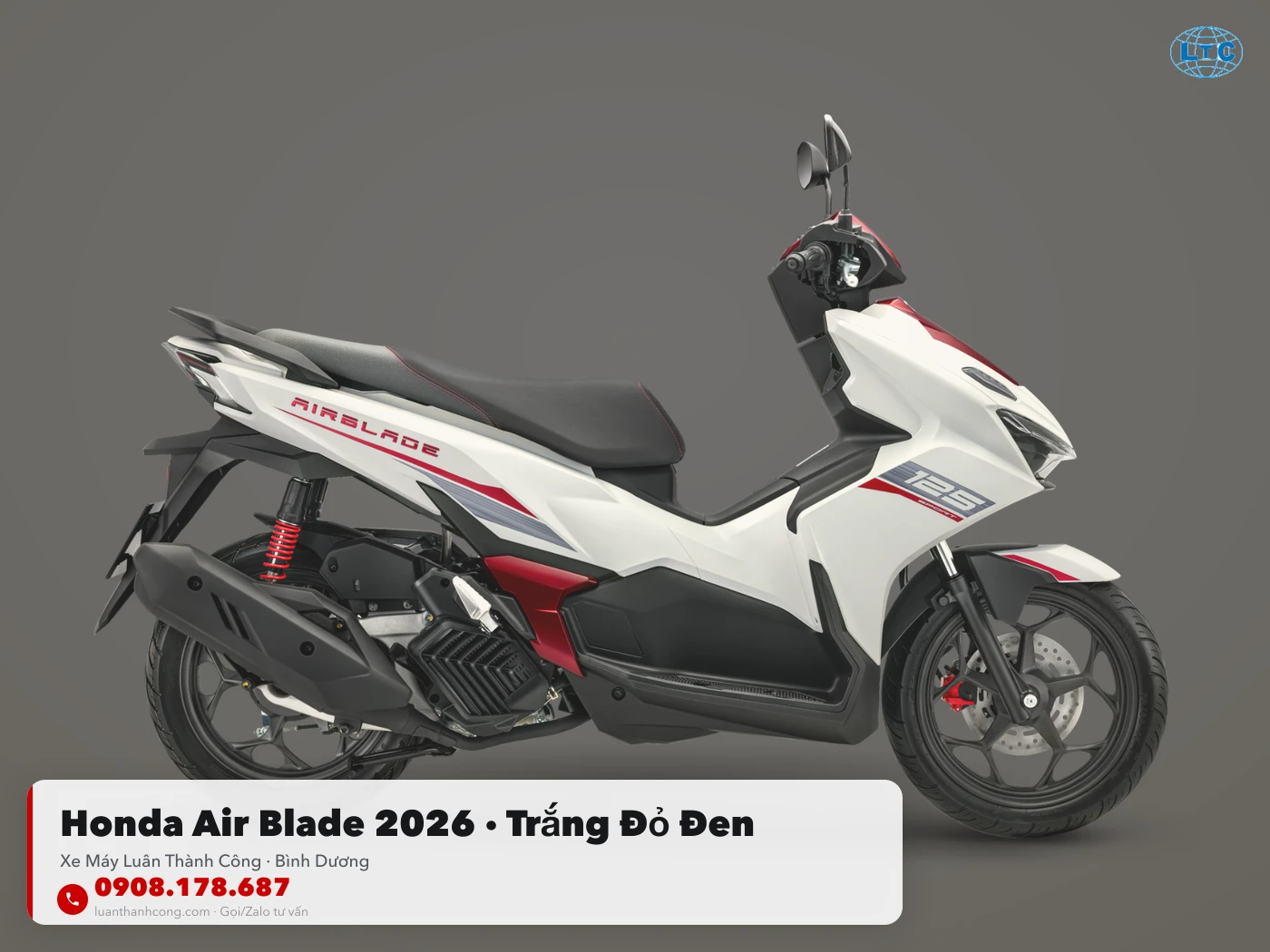 Honda Air Blade 2026 trắng – đỏ – đen toàn thân tại Luân Thành Công Bình Dương