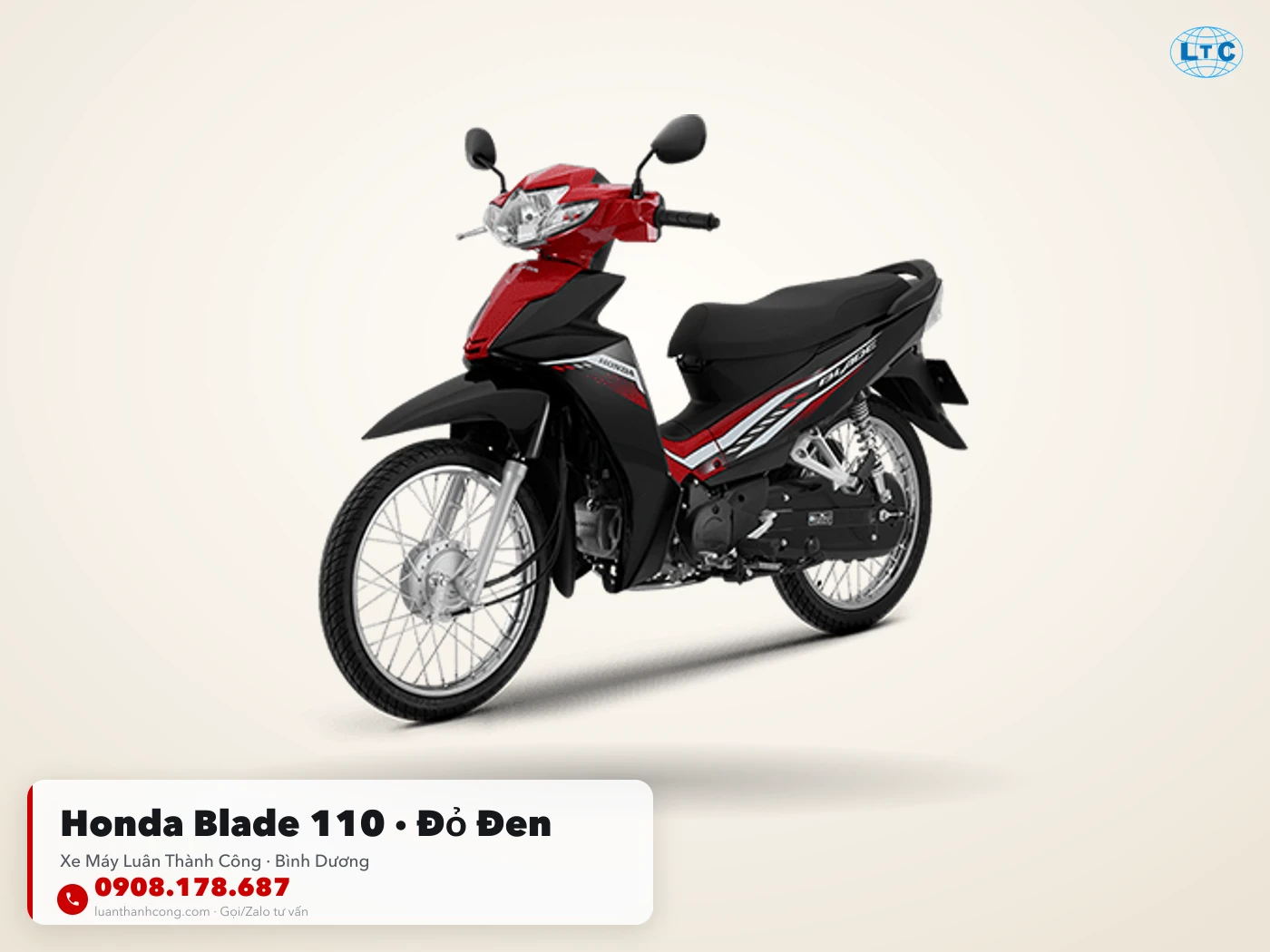 Honda Blade 110 đỏ – đen toàn thân tại Luân Thành Công Bình Dương