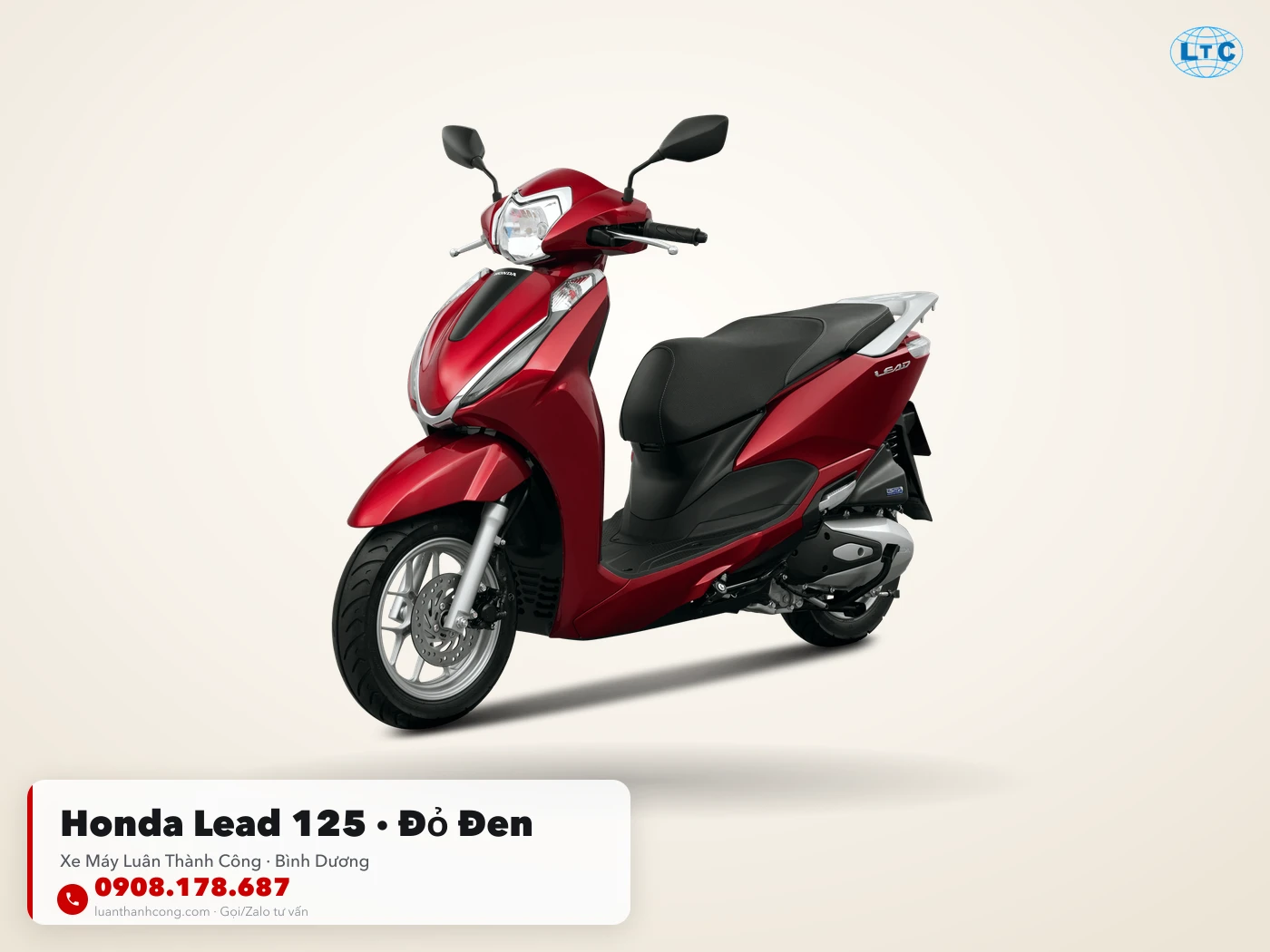 Honda Lead 125 đỏ đen toàn thân tại Luân Thành Công Thuận An
