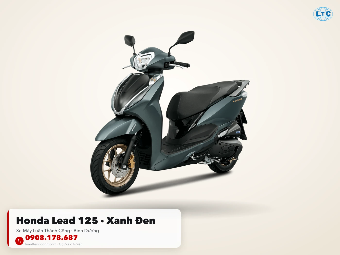 Honda Lead 125 xanh đen tại showroom Luân Thành Công Bình Dương