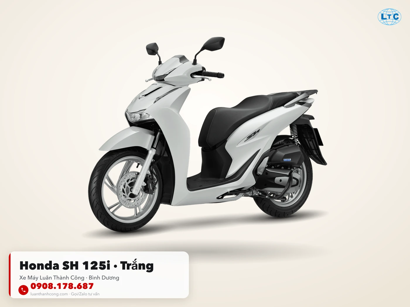 Honda SH 125i màu trắng toàn thân tại Luân Thành Công Bình Dương