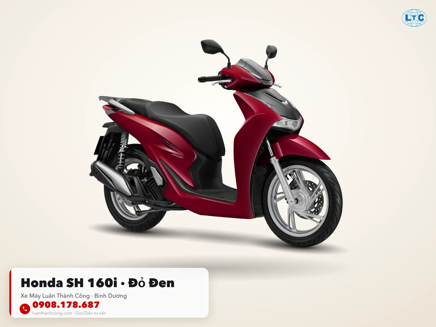 Honda SH 160i màu Đỏ tại Bình Dương – Xe Máy Luân Thành Công