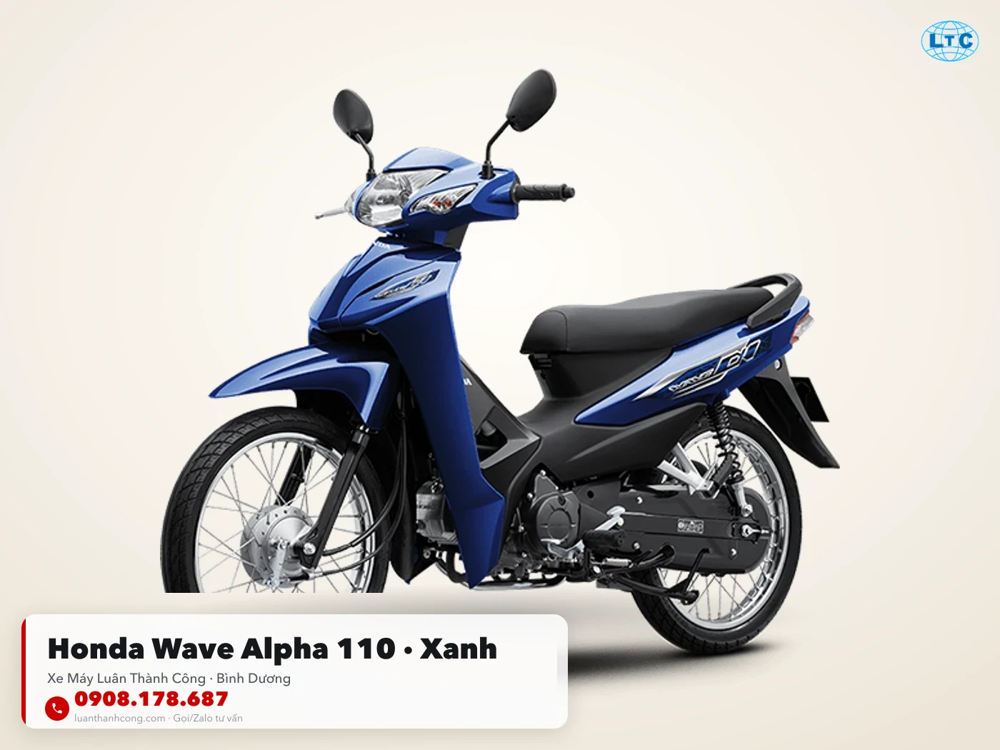 Honda Wave Alpha 110 xanh tại showroom Luân Thành Công Thuận An
