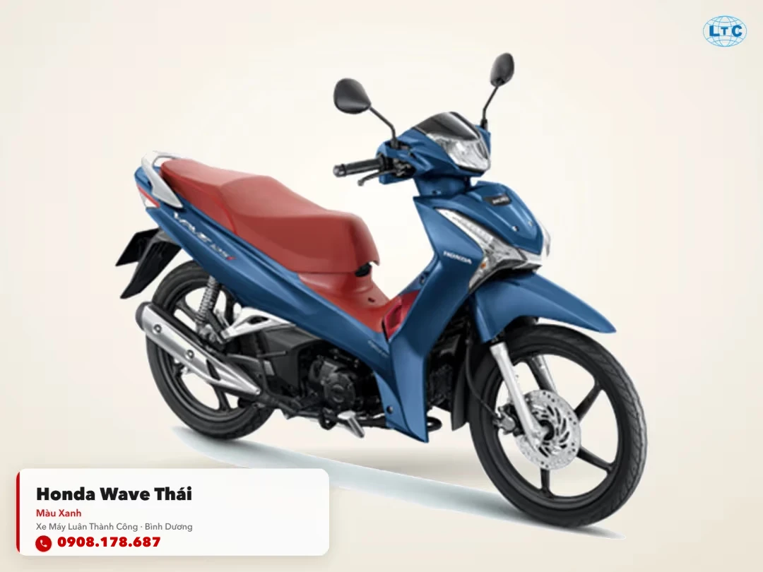 Honda Wave Thái màu xanh toàn thân tại Luân Thành Công Bình Dương