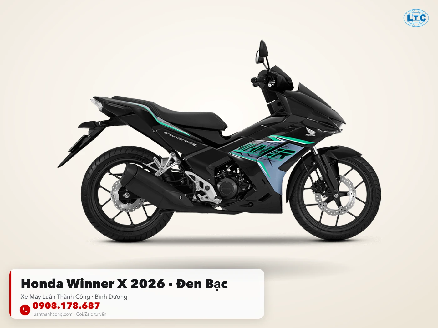 Honda Winner X đen – bạc toàn thân tại Luân Thành Công Bình Dương