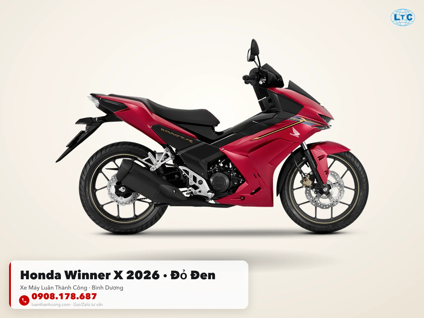 Honda Winner X đỏ – đen toàn thân tại Luân Thành Công Bình Dương