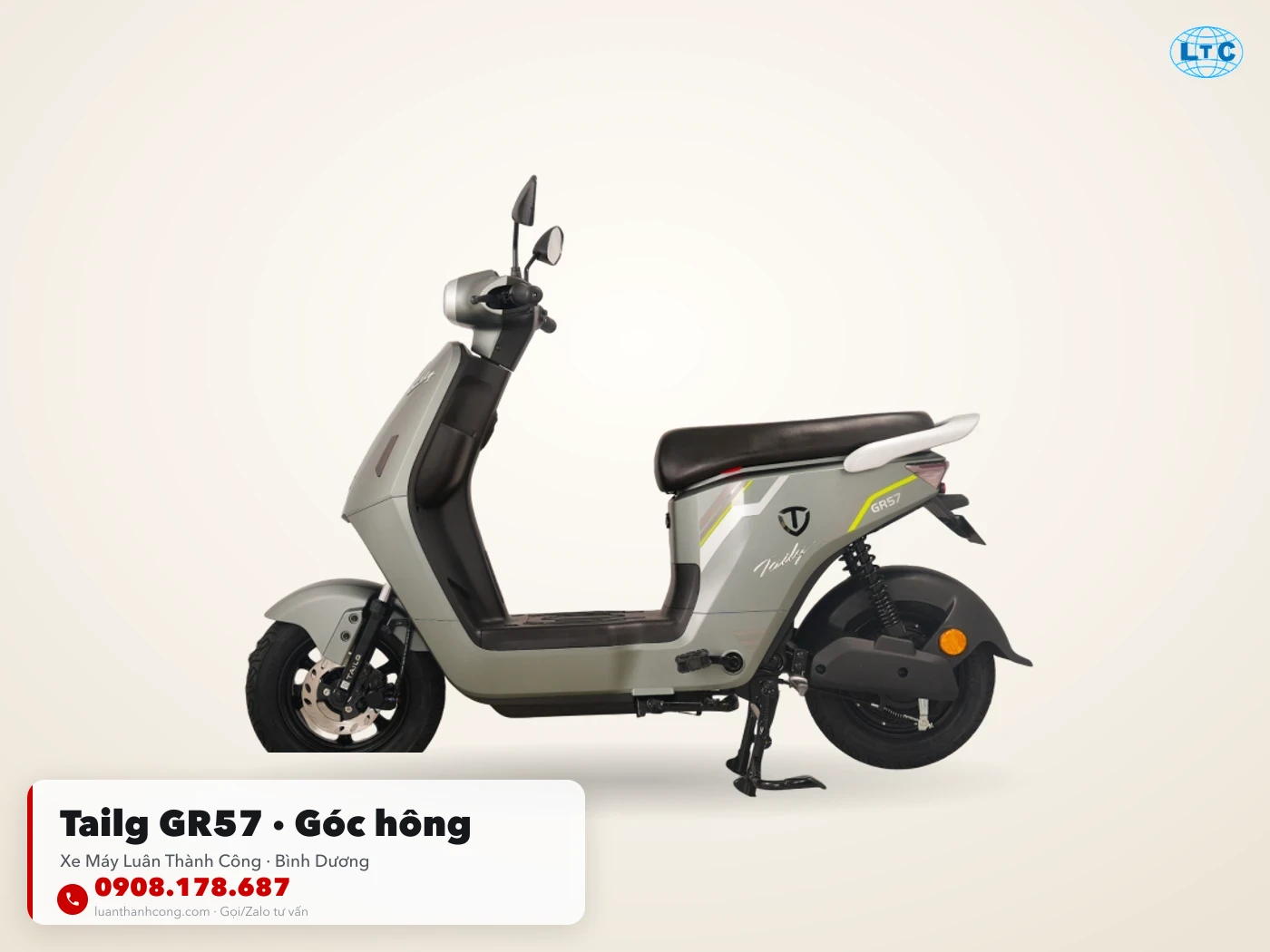 Xe đạp điện Tailg GR57 góc hông toàn thân tại Luân Thành Công Bình Dương