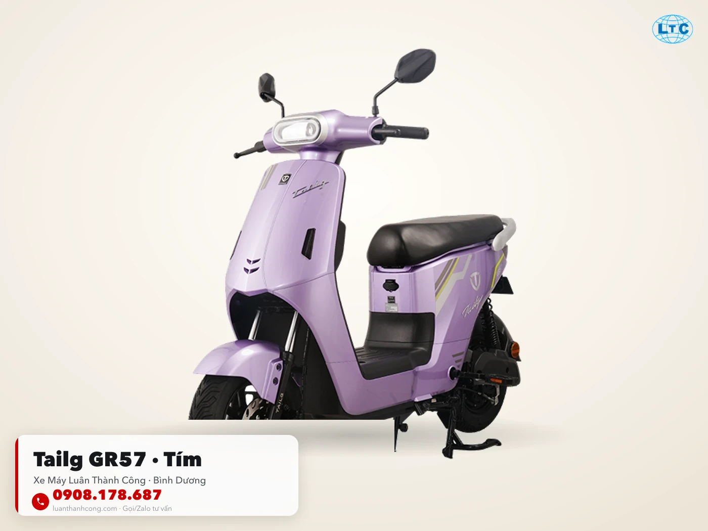 Xe đạp điện Tailg GR57 màu tím toàn thân tại Luân Thành Công Thuận An