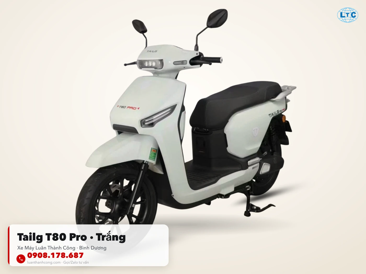 Tailg T80 Pro màu trắng toàn thân tại Luân Thành Công Bình Dương