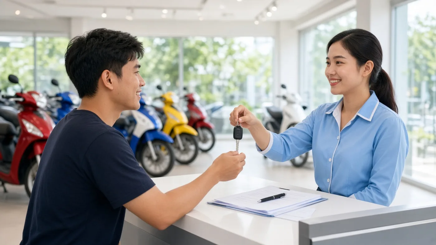 Bàn giao xe điện cho khách tại Bình Dương – Luân Thành Công