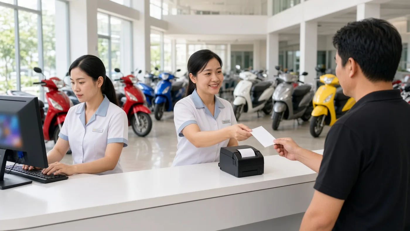Thu ngân kế toán tại quầy showroom – Luân Thành Công Bình Dương