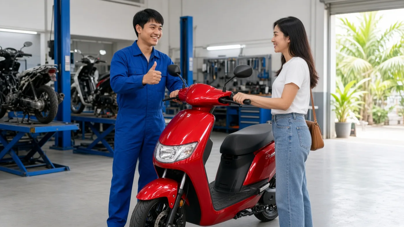 Bàn giao xe đã bảo dưỡng cho khách – Luân Thành Công Bình Dương