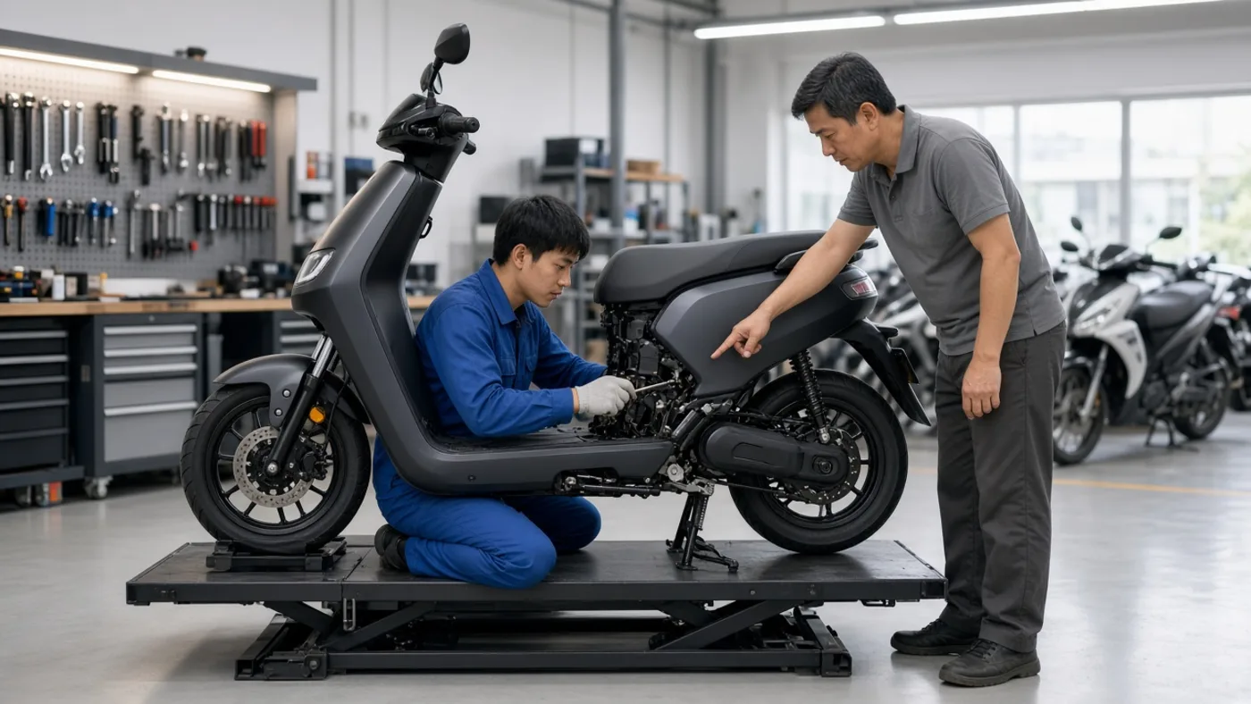 Kỹ thuật viên trẻ học sửa xe điện – Luân Thành Công Bình Dương