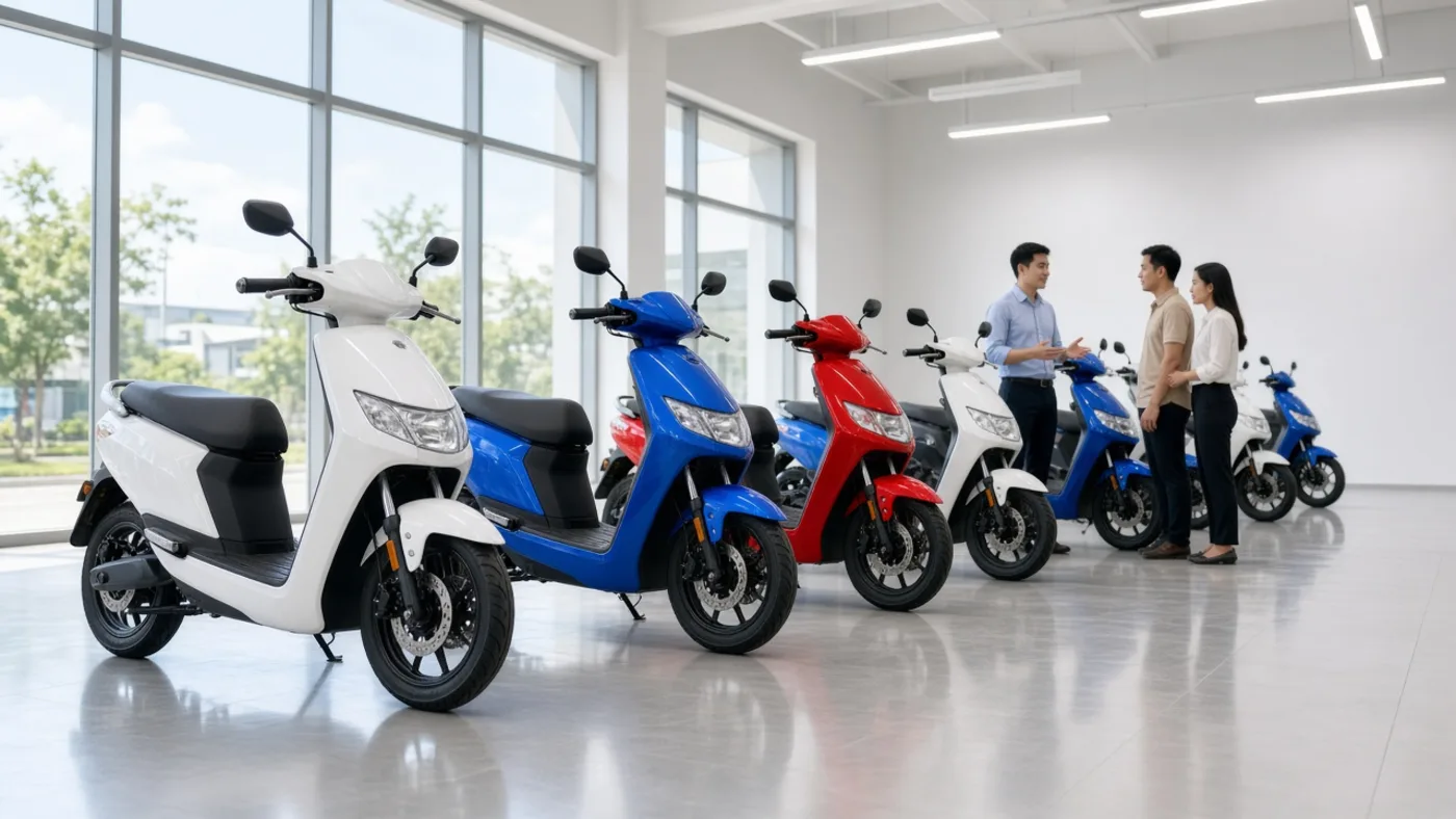 Nhiều mẫu xe điện trong showroom – VinFast Luân Thành Công Bình Dương