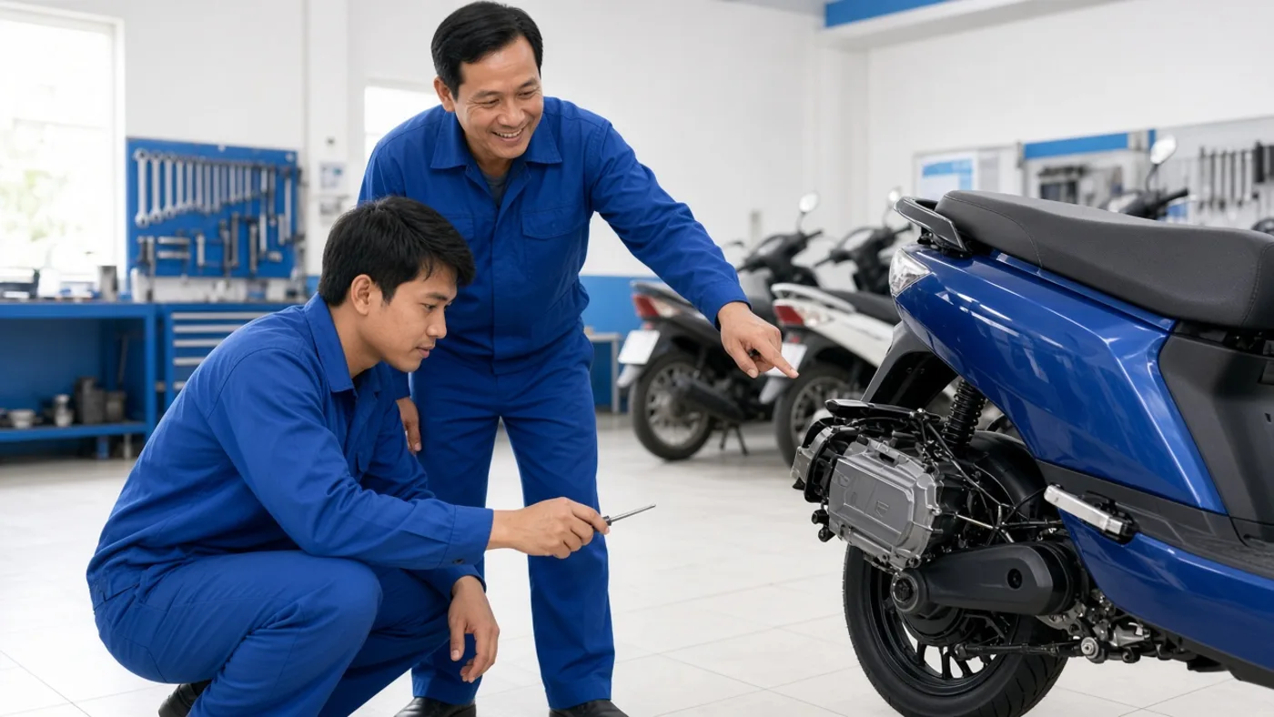Người mới học kỹ thuật xe máy điện VinFast – VinFast Luân Thành Công Bình Dương