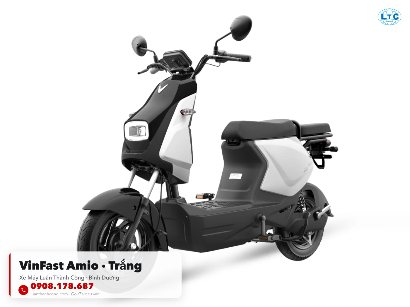 VinFast Amio màu trắng cho học sinh tại Luân Thành Công Bình Dương