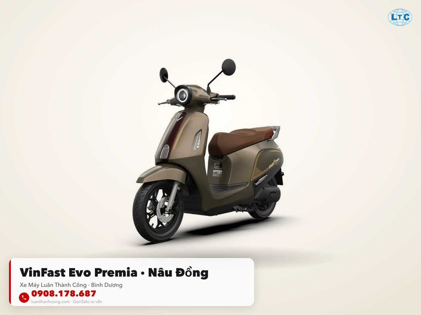 VinFast Evo Premia màu nâu đồng tại Luân Thành Công Bình Dương