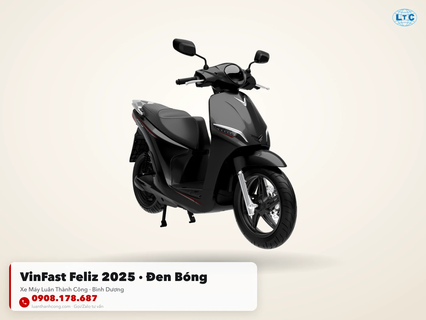 VinFast Feliz 2025 màu đen bóng tại Luân Thành Công Bình Dương