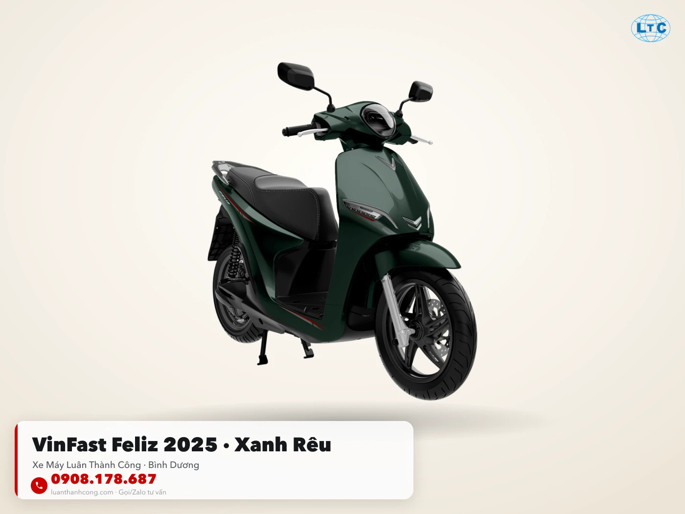 VinFast Feliz 2025 màu xanh rêu chống nước IP67 Bình Dương