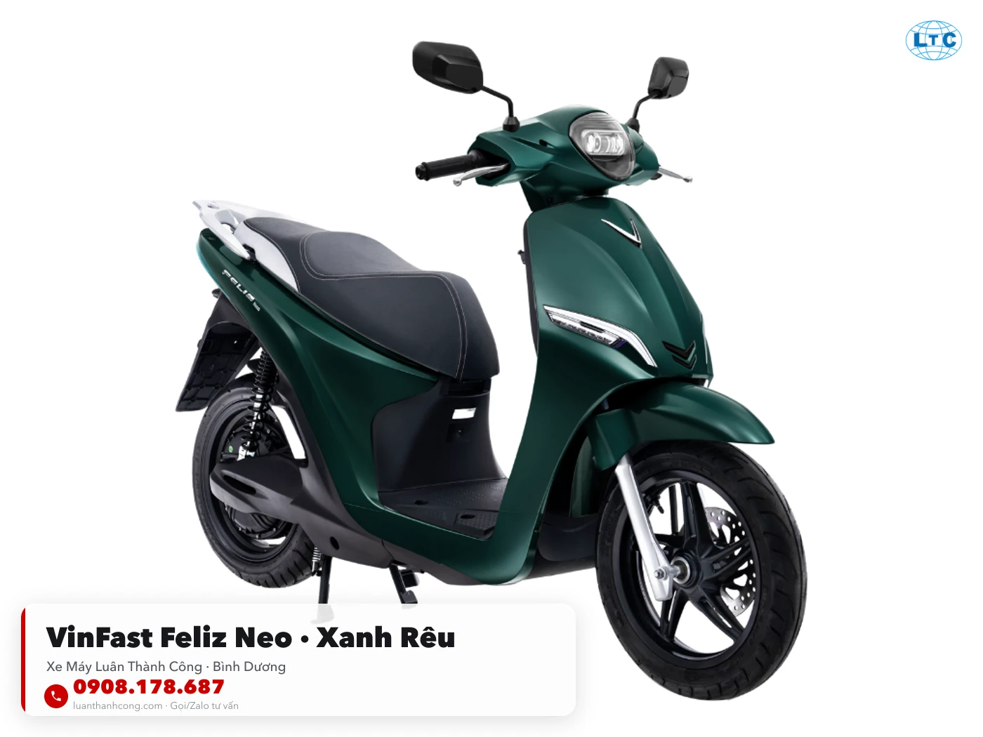VinFast Feliz Neo màu xanh rêu tại Luân Thành Công Bình Dương