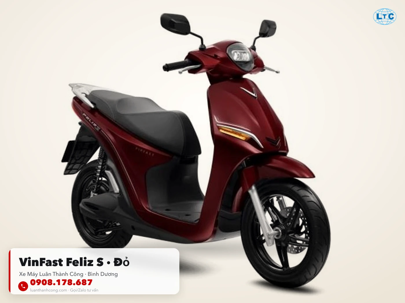 VinFast Feliz S màu Đỏ tại Bình Dương – Xe Máy Luân Thành Công