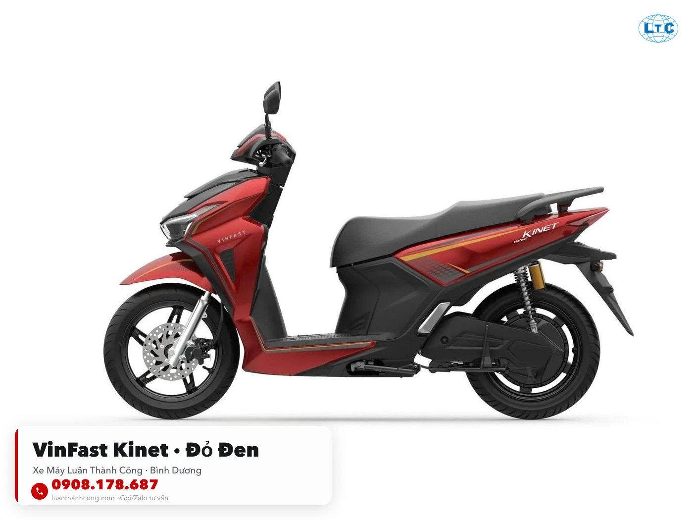VinFast Kinet đỏ đen tại Luân Thành Công Bình Dương