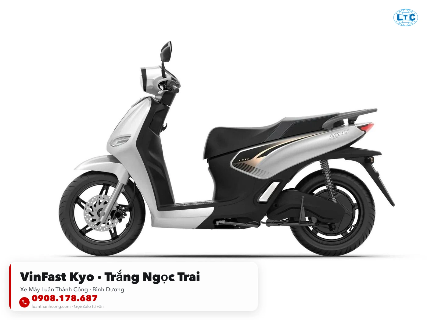 VinFast Kyo màu trắng ngọc trai tại Luân Thành Công Bình Dương