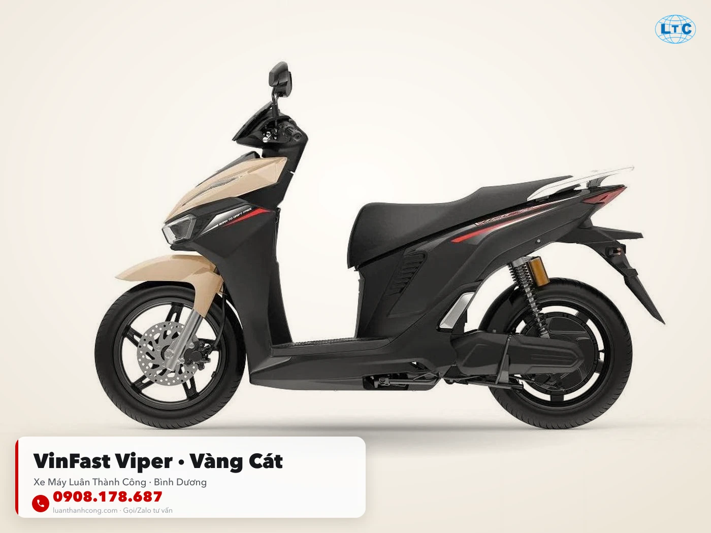 VinFast Viper màu vàng cát tại Luân Thành Công Bình Dương
