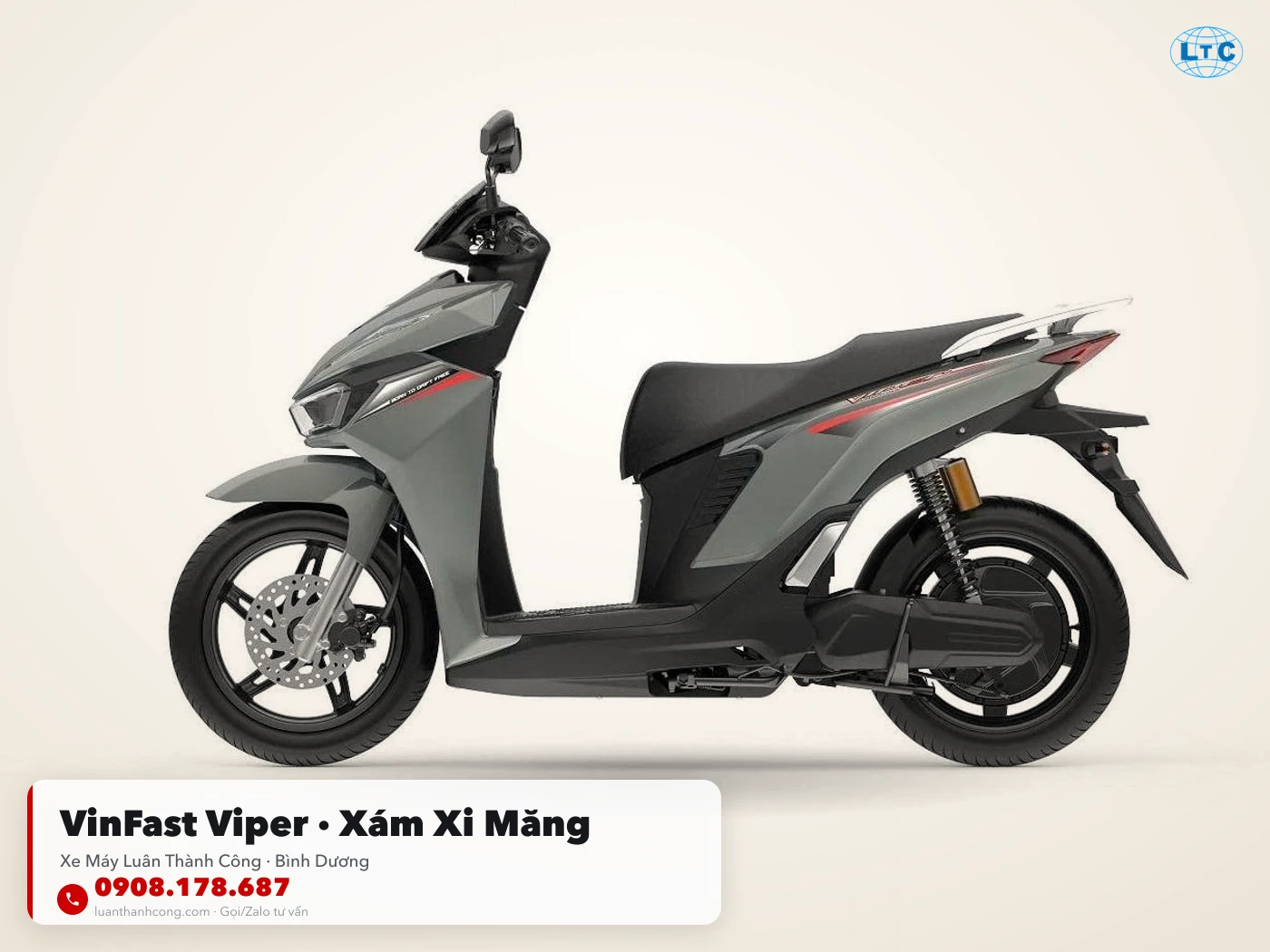 VinFast Viper xám xi măng mua trả góp tại Luân Thành Công Bình Dương