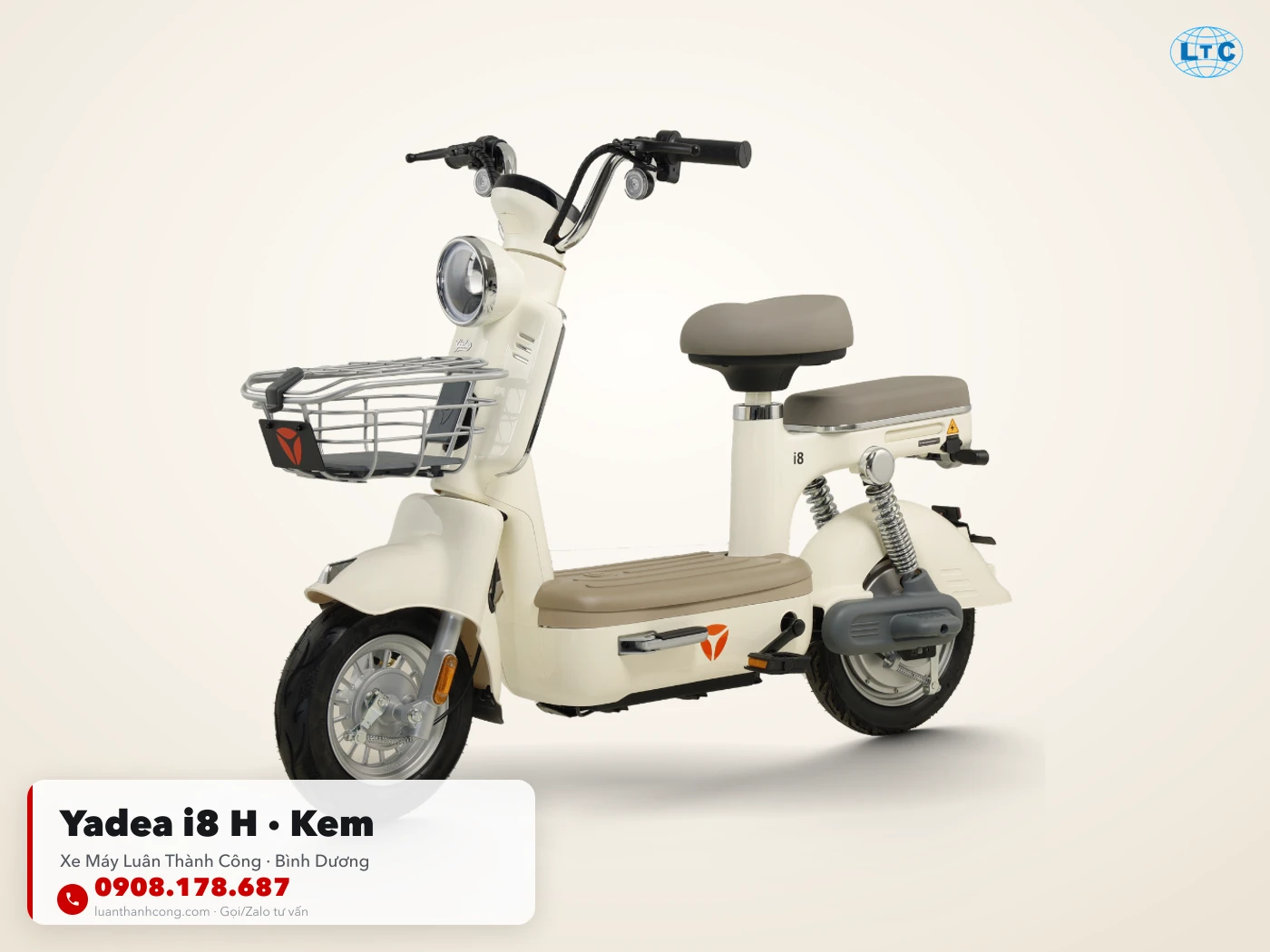 Xe đạp điện Yadea i8 H màu kem tại Yadea Luân Thành Công Bình Dương