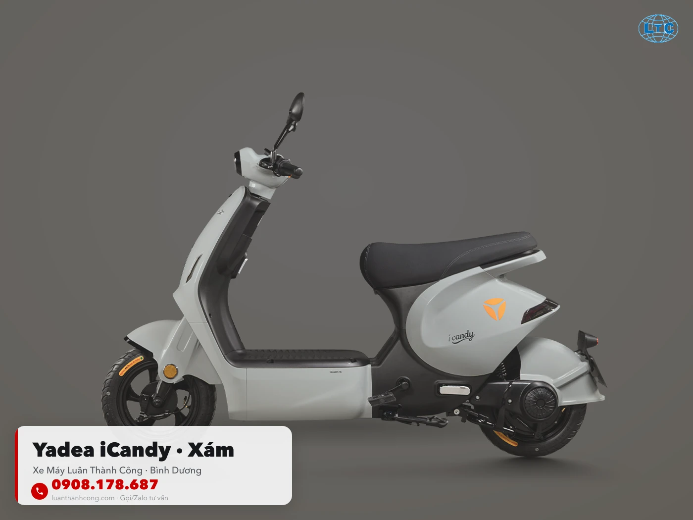 Xe điện Yadea iCandy màu xám toàn thân tại Luân Thành Công Bình Dương