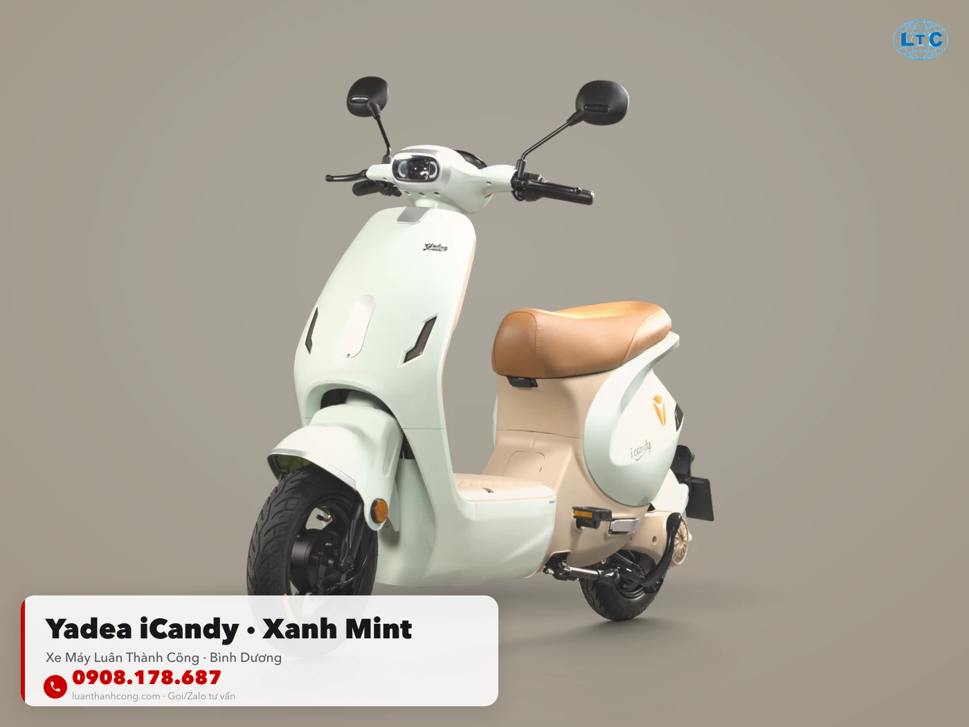 Yadea iCandy xanh mint toàn thân tại Luân Thành Công Bình Dương