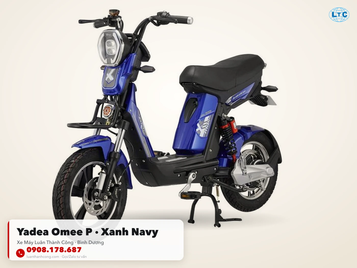 Xe máy điện Yadea Omee P màu xanh navy toàn thân tại Luân Thành Công Thuận An