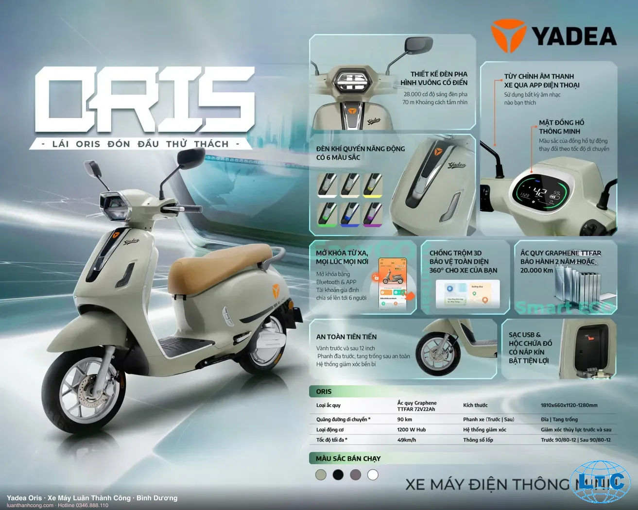 Yadea Oris Xe điện chính hãng tại Bình Dương – Xe Máy Luân Thành Công
