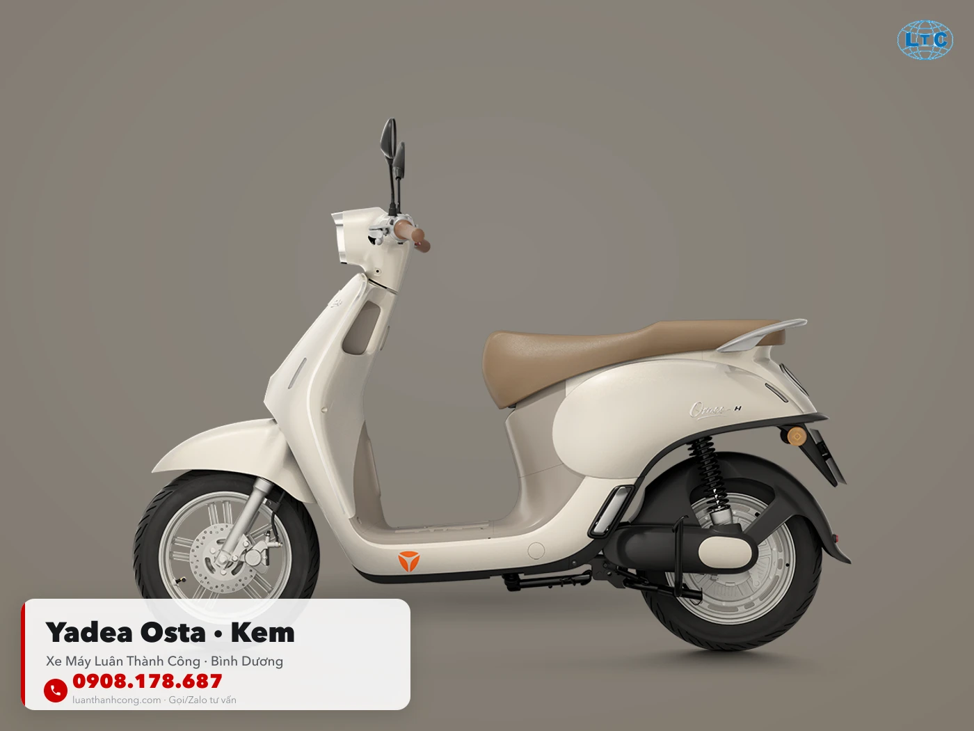Yadea Osta màu kem toàn thân tại Luân Thành Công Bình Dương