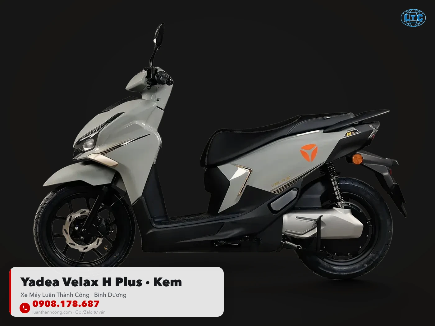 Yadea Velax H+ màu kem toàn thân tại Luân Thành Công Bình Dương