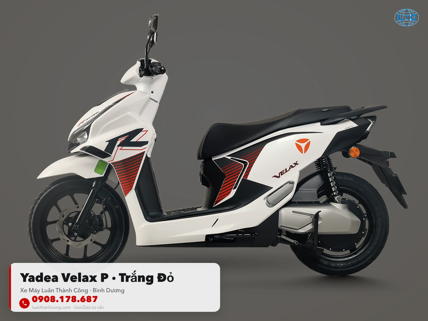 Yadea Velax P trắng – đỏ toàn thân tại Luân Thành Công Bình Dương