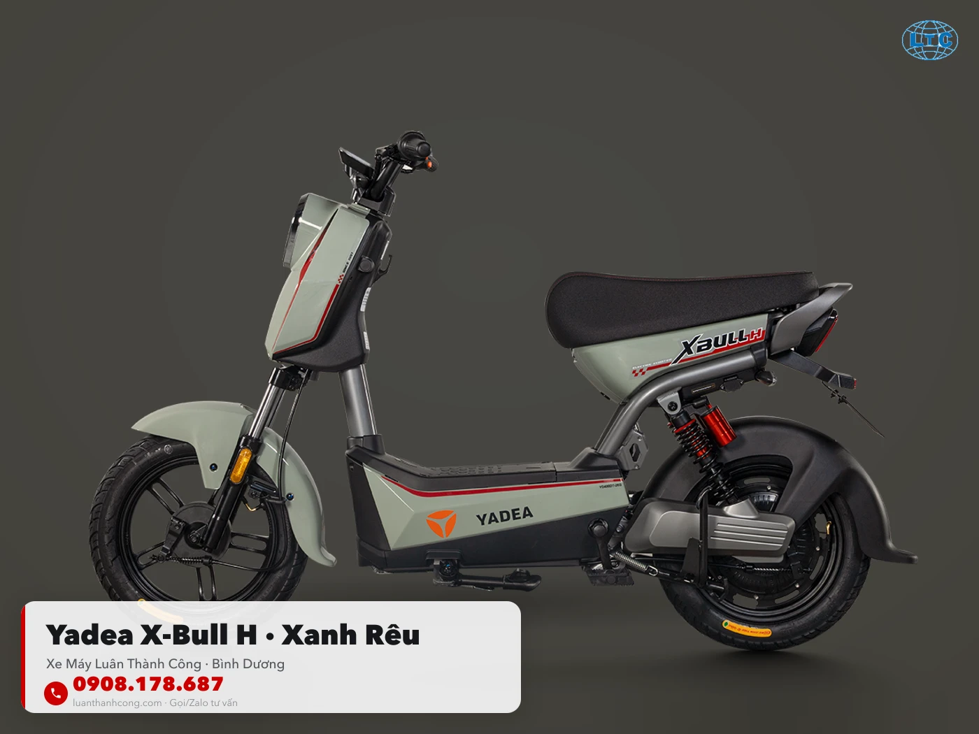 Xe điện Yadea X-Bull H màu xanh rêu toàn thân tại Luân Thành Công Bình Dương